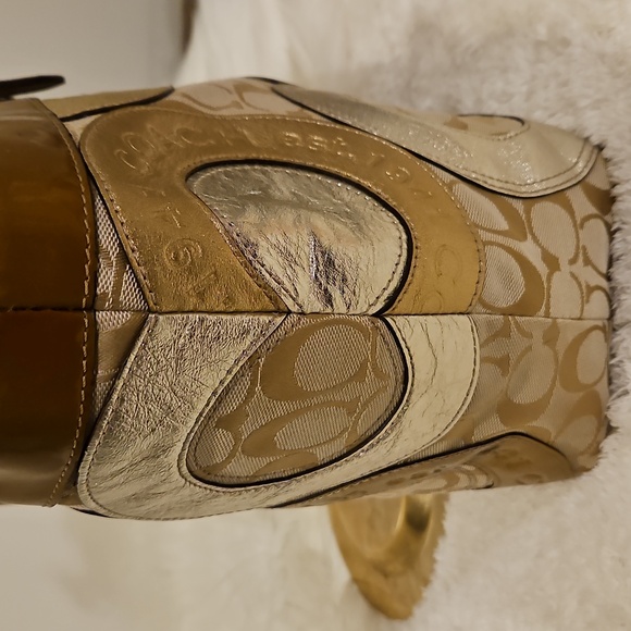 Coach Carly Patchwork Embossed Metallic Tote. Like New - Picture 6 of 13